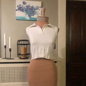 Forever 21 cropped white polo top